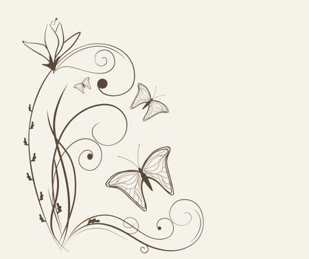 floral background with butterfliesのイラスト素材