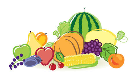 fruits and vegetablesのイラスト素材