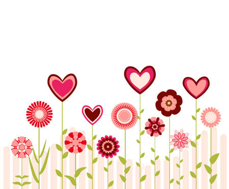 abstract flowers and heartsのイラスト素材
