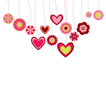 abstract flowers and heartsのイラスト素材