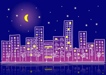 cartoon urban nightのイラスト素材