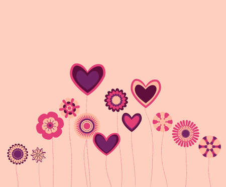 flowers and heartsのイラスト素材