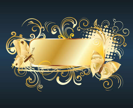 floral frame with butterfliesのイラスト素材