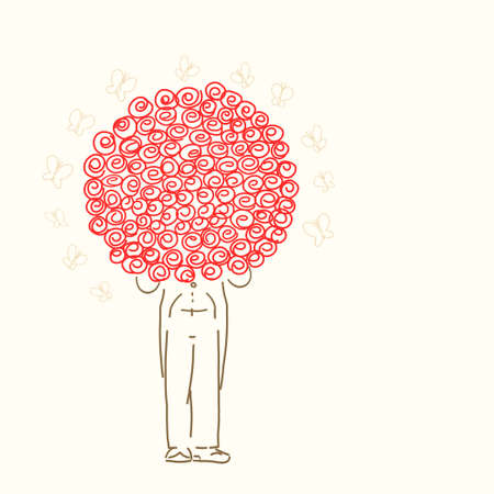 groom with roses のイラスト素材