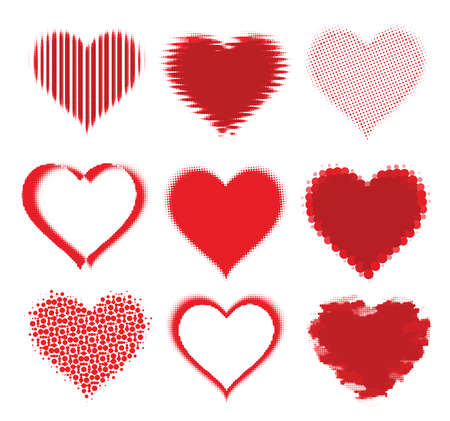 set of halftone hearts のイラスト素材