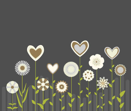 flowers and heartsのイラスト素材