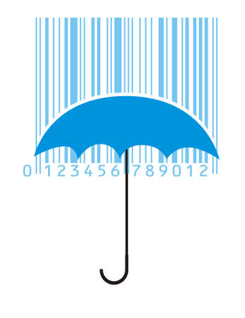 umbrella and rainy bar-codeのイラスト素材