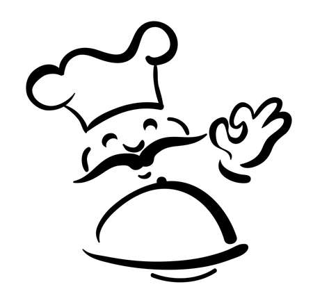 chef with plateのイラスト素材