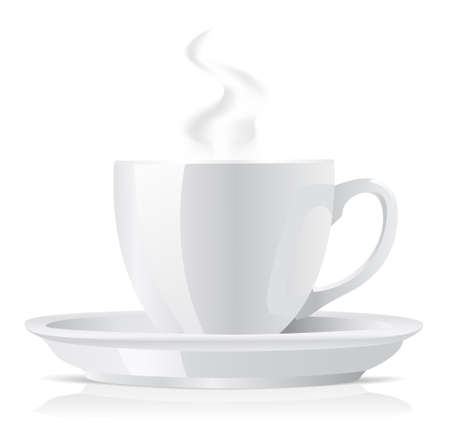 realistic white cup of coffeeのイラスト素材