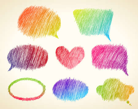 set of hand drawn bubblesのイラスト素材
