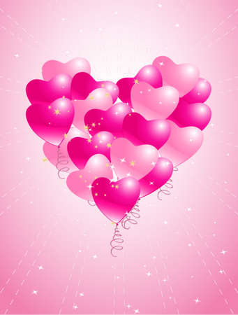 heart balloons background with stars のイラスト素材