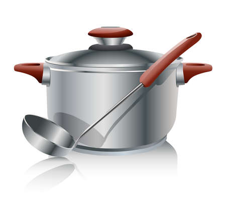 stainless steel pan isolated on whiteのイラスト素材