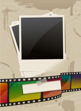 retro photo frame template with filmのイラスト素材