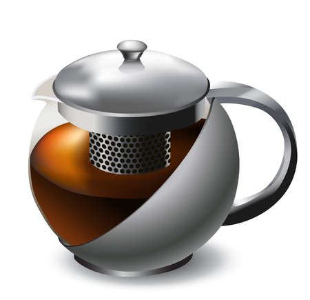 stainless steel teapot with teaのイラスト素材