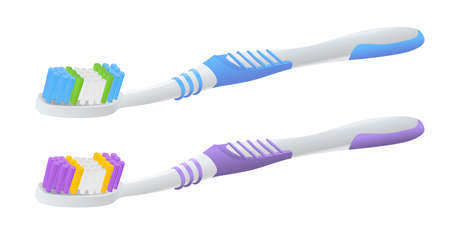 realistic toothbrush with color variationのイラスト素材