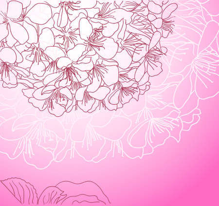 cherry blossom line art pink backgroundのイラスト素材