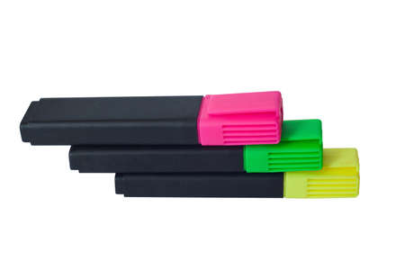 three markers isolated on whiteの写真素材