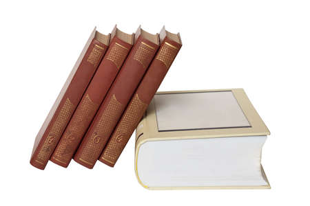 old books isolated on whiteの写真素材