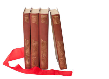 old books isolated on whiteの写真素材