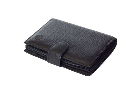black wallet isolated on whiteの写真素材