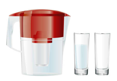 water filter and two glassesのイラスト素材
