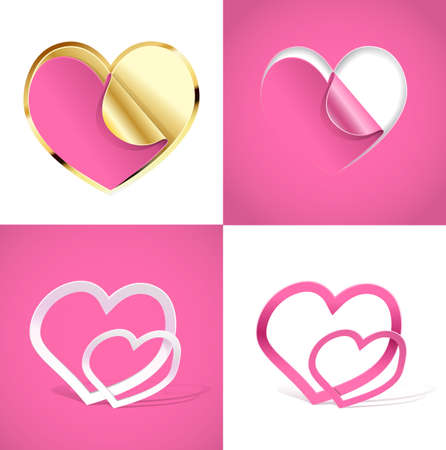 set of abstract hearts shapesのイラスト素材