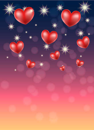 romantic background with hearts and starsのイラスト素材