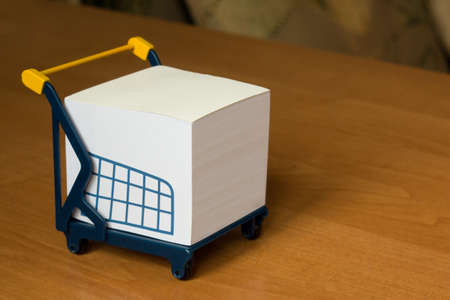 block of paper notes on office tableの写真素材