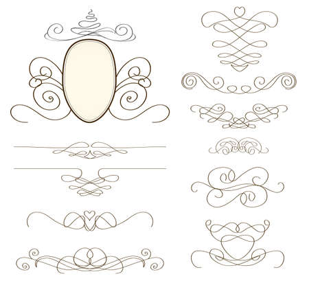 set of vintage decorative elements and frames のイラスト素材
