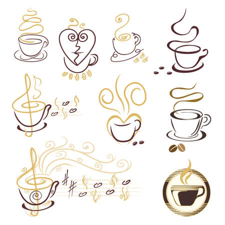 set of coffee cup symbolsのイラスト素材