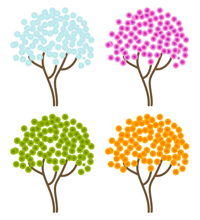 four season abstract treesのイラスト素材