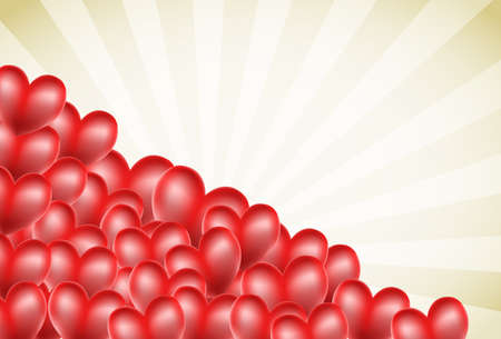 hearts background with light raysのイラスト素材