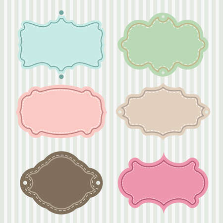set of vintage frames on stylish backgroundのイラスト素材