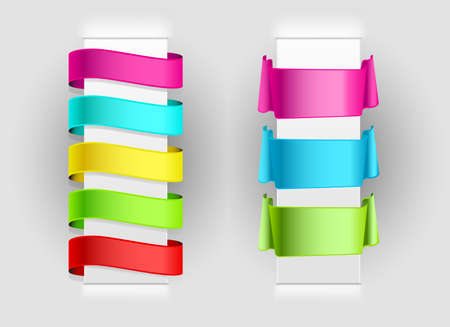 set of ribbons on paper backgroundのイラスト素材