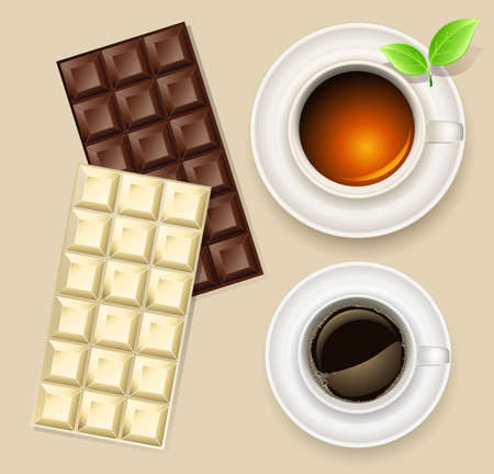 cup of tea and chocolate bar のイラスト素材