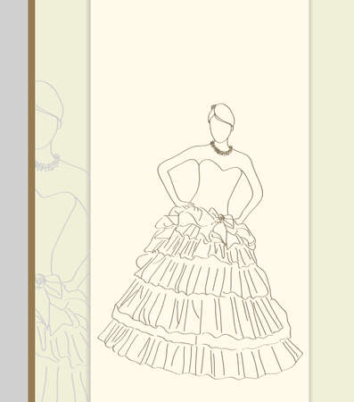 wedding dress in line art styleの写真素材