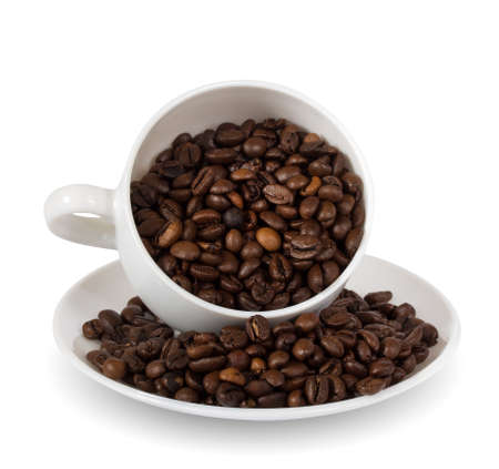 cup of coffee with coffee beansの写真素材