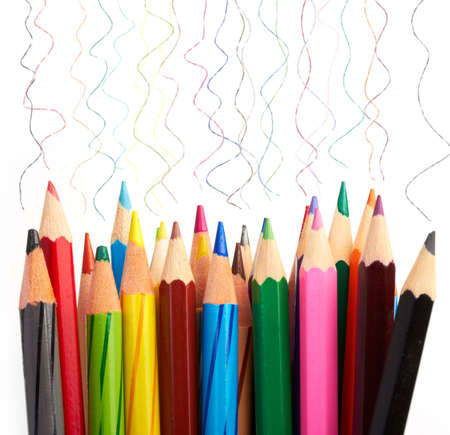 Color pencils with drawn lines の写真素材
