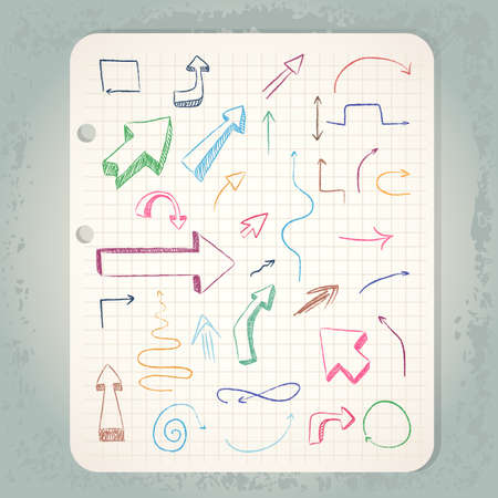 arrows on vintage notepadのイラスト素材