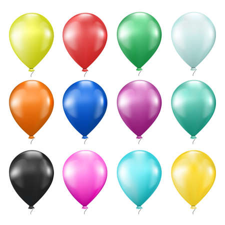 set of colorful balloons on whiteのイラスト素材