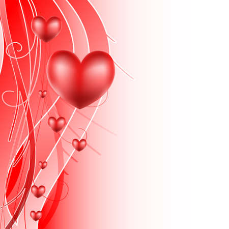 love background with red heartsのイラスト素材