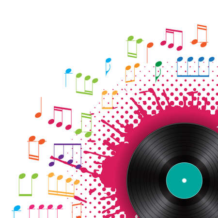 musical background with vinyl-のイラスト素材
