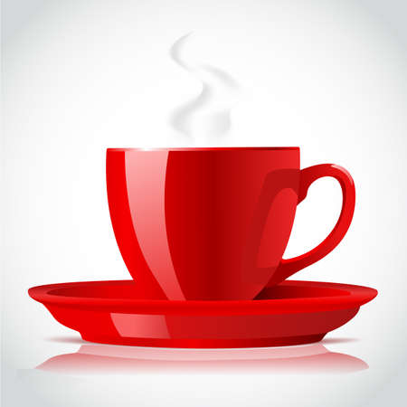 red coffee cup on whiteのイラスト素材