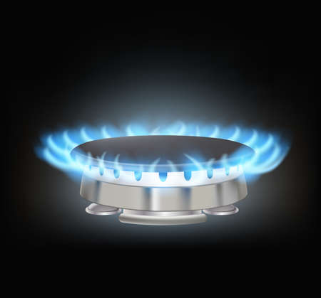 kitchen gas burner on blackのイラスト素材