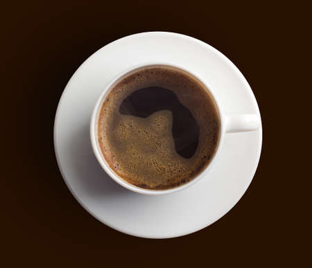 white coffee cup on brown backgroundの写真素材