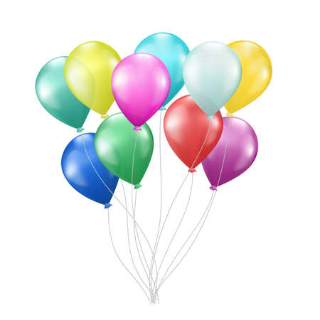 realistic colorful balloons on whiteのイラスト素材
