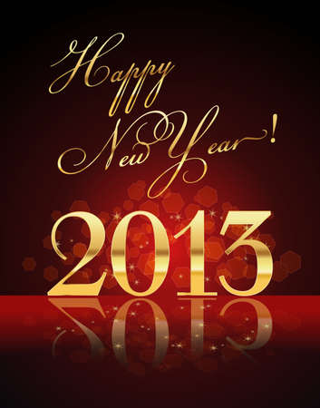 2013 year card gold on redのイラスト素材