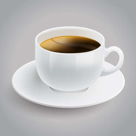 realistic white cup of black coffeeのイラスト素材