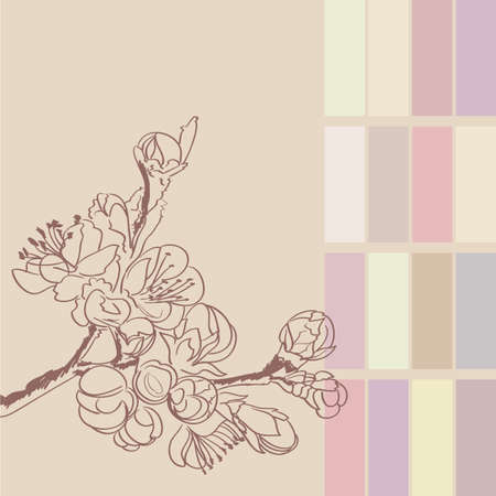  background with sakura twigs and flowers のイラスト素材