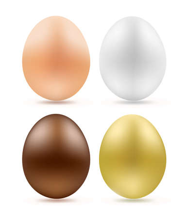 set of eggs simple chocolate and golden on whiteのイラスト素材